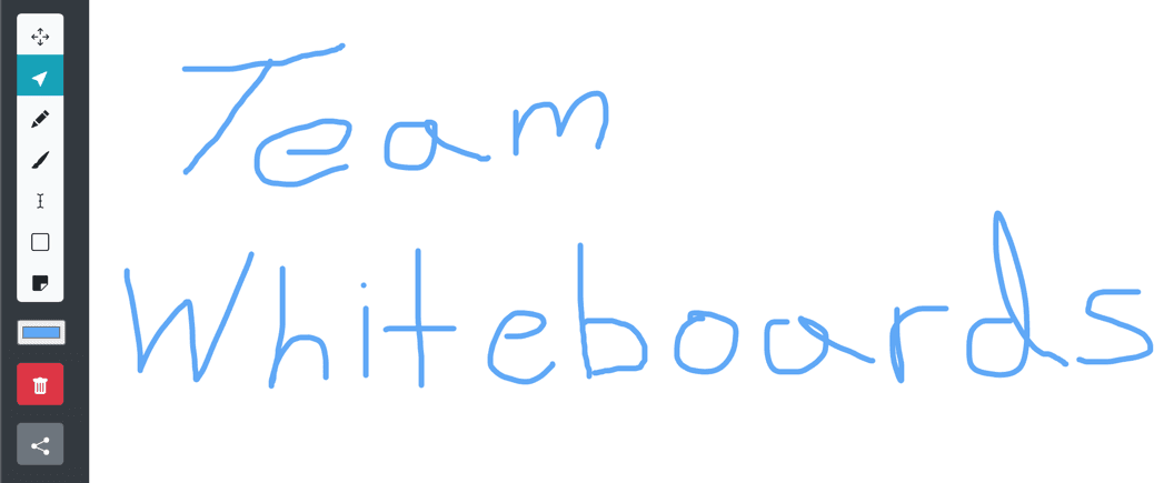 The Team Whiteboards Application with users interacting with it